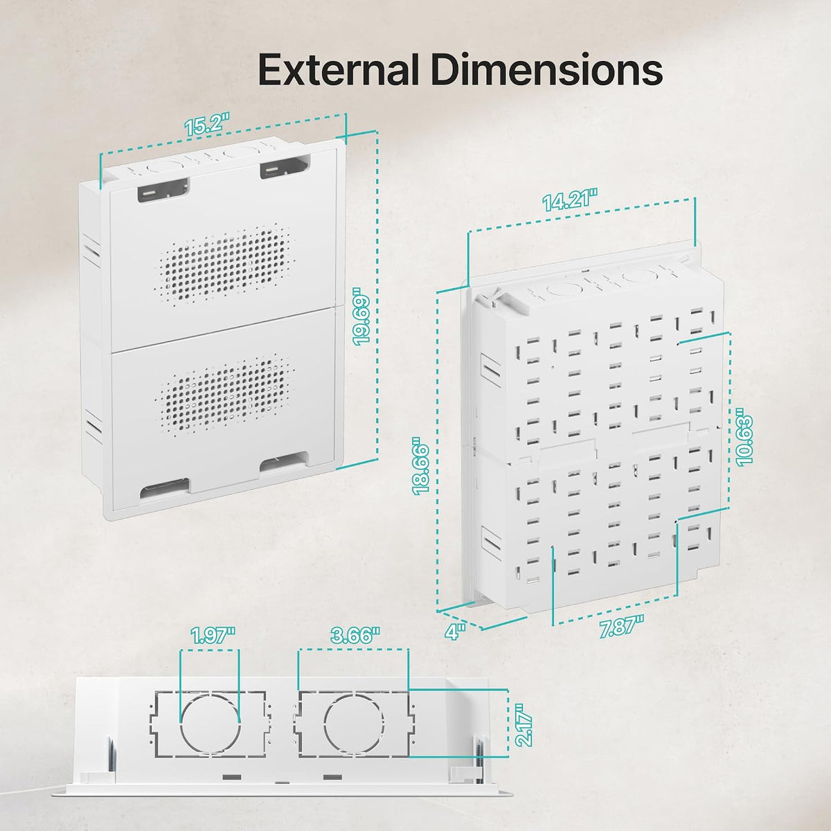 17" in-Wall Media Box Recessed Outlet Cable Management Kit