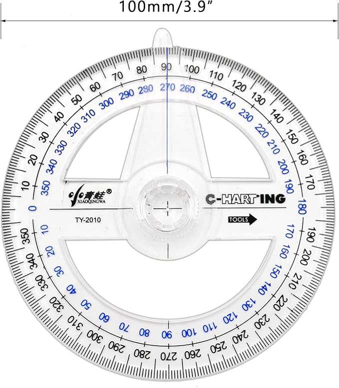 360° Protractor Pack of 2 Protactors Plastic Protractor Math Protractors Clear - Image 5