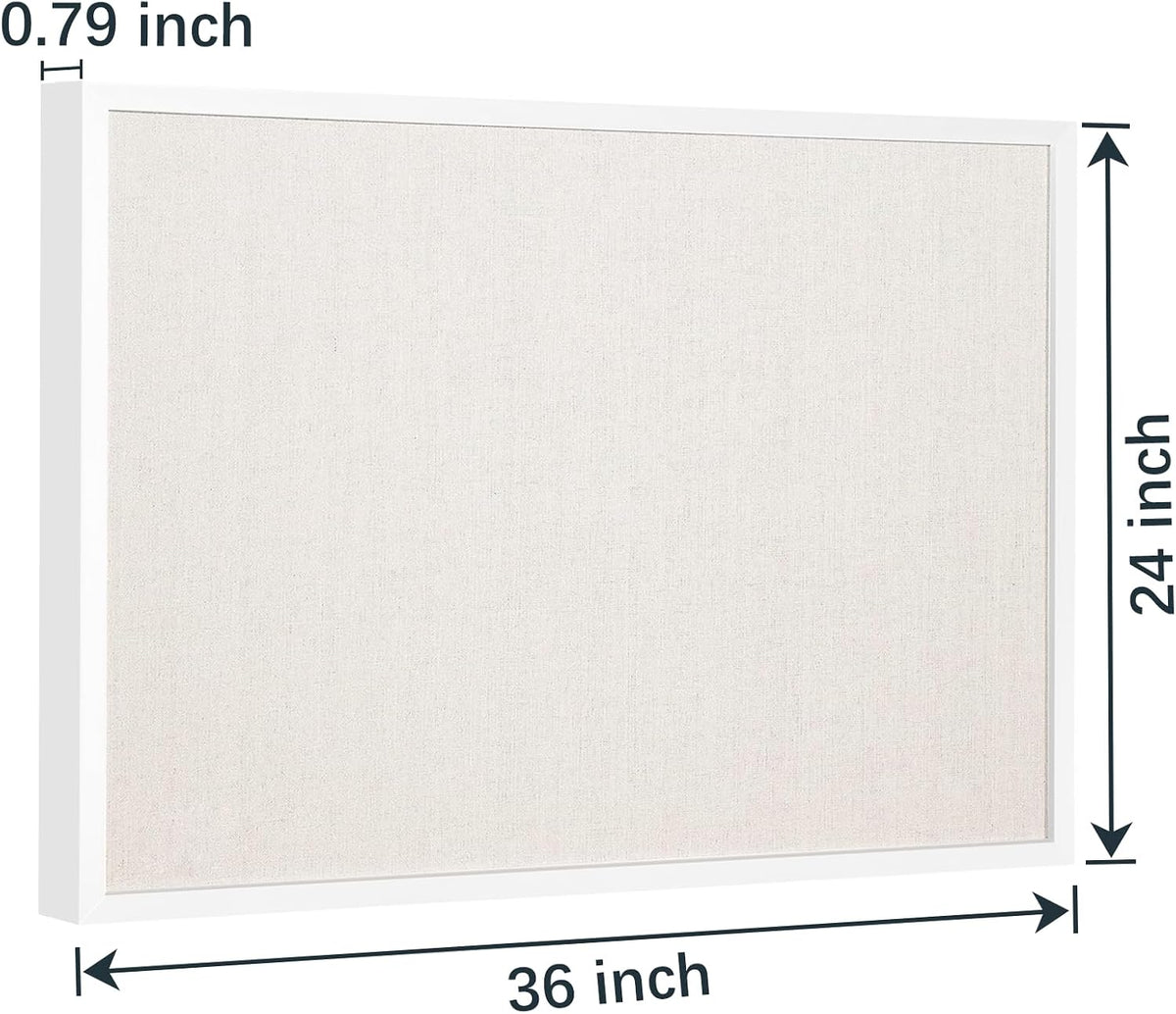 OWLKELA Linen Cork Bulletin Board, 24"x 36", White Frame