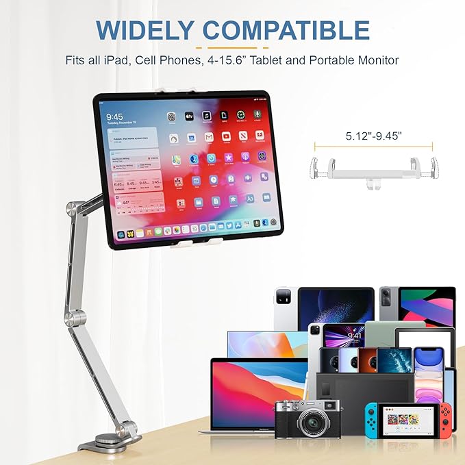 Houele Tablet Stand Holder, Adjustable Foldable Tablet Arm iPad Desk Mount - Image 2