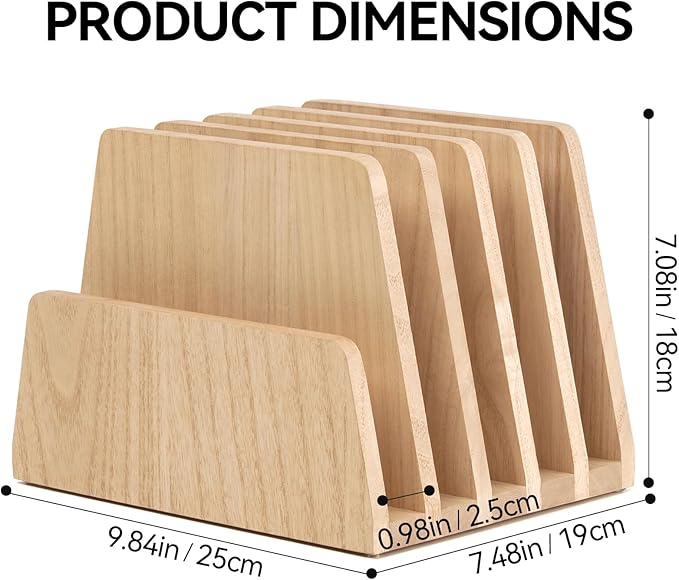 KIRIGEN Desktop File Document Holder Stand 5 Slots Mail Paper Organizer Desk - Image 6