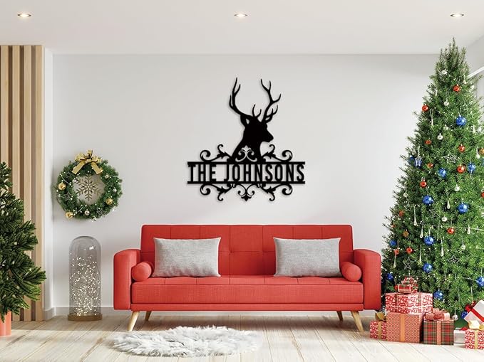 Metal Deer Scene Outdoor Family Wall Sign, Custom Deer Name Sign, Hunter Gifts - Image 5