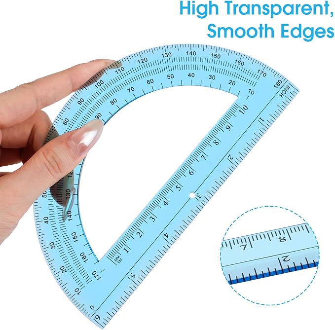 Hoiny 10 Pack Clear Protractor, 6 Inch Plastic Protractors, 180 Degrees - Image 5