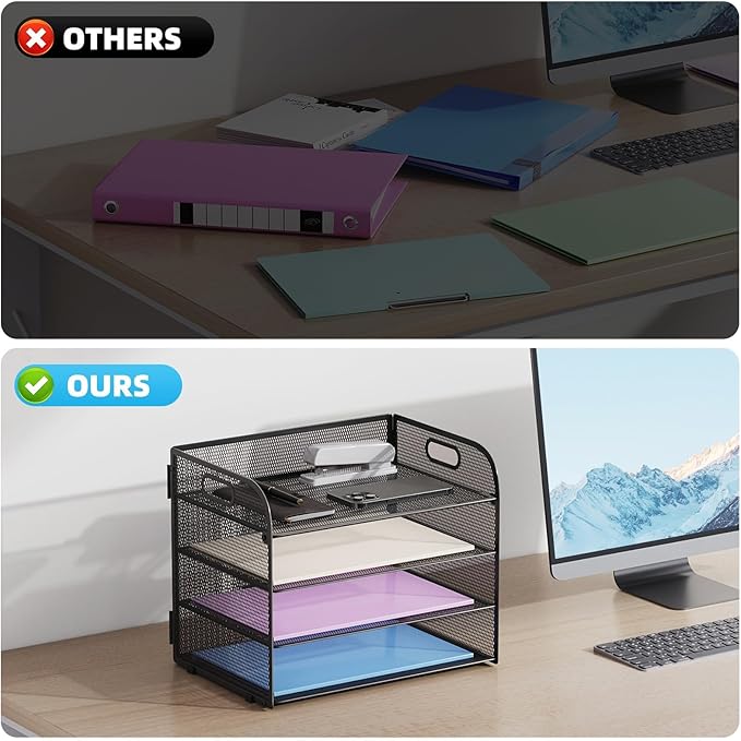 Marbrasse 2 Pack 4 Tier Paper Organizer Letter Tray - Image 2