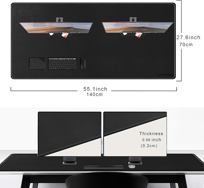 CENNBIE Leather Desk Pad Large, 55.1" x 27.5" Desk Mat Blotter Protector - Image 2