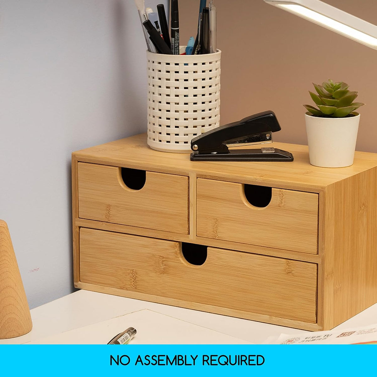 MEEDEN Bamboo Desk Organizer with Drawers: Desktop Storage Container