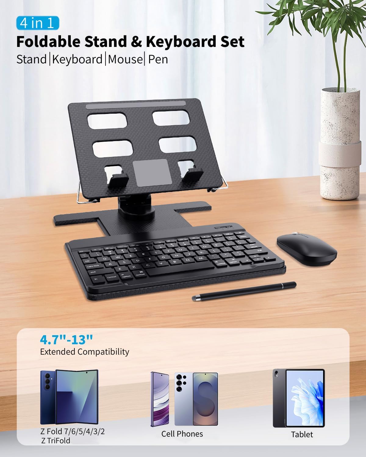 Desk Stand & Bluetooth Keyboard for Galaxy Z Fold 8 Ultra/Z Fold 8/7/6/5