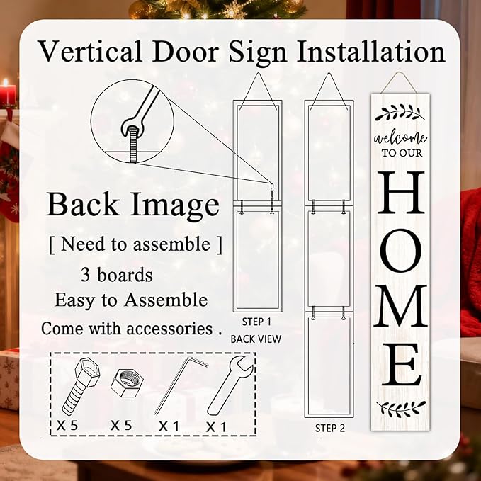 Welcome Sign for Front Porch, Farmhouse Vertical Outdoor Porch Decorations for - Image 5