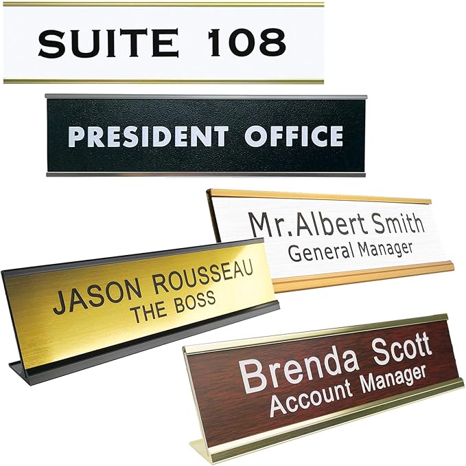 Personalized Name Plate With Wall Or Desk Holder Customized Engraving 2x8 by Icomecn