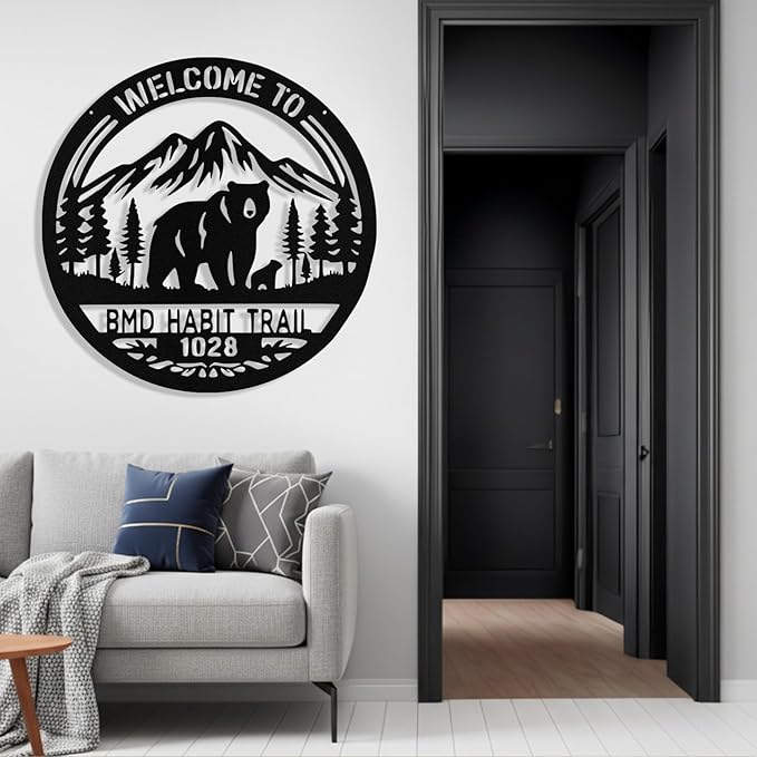 Custom Bear Metal Sign, Personalized Metal Address Signs Plague - Image 5