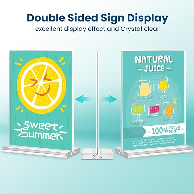 Acrylic Sign Holder, 15 Pack Vertical Clear Table Menu Display, Double Sided - Image 2