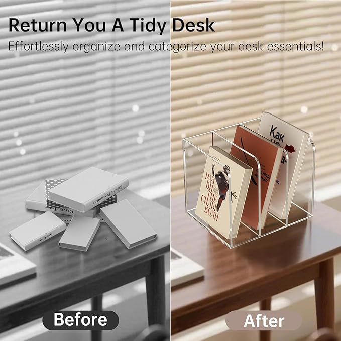 POCFOINY Acrylic Desk Organizer Book Organizer, Magazine File Holder, Vertical - Image 6