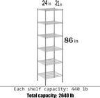 Regal Altair 21" Deep x 24" Wide x 86" Height Wire Shelving Kit | 6-Tier | NSF - Image 3