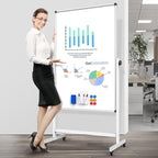 Rolling Whiteboard, Double Sided Magnetic Dry Erase Board Height Adjustable - Image 6
