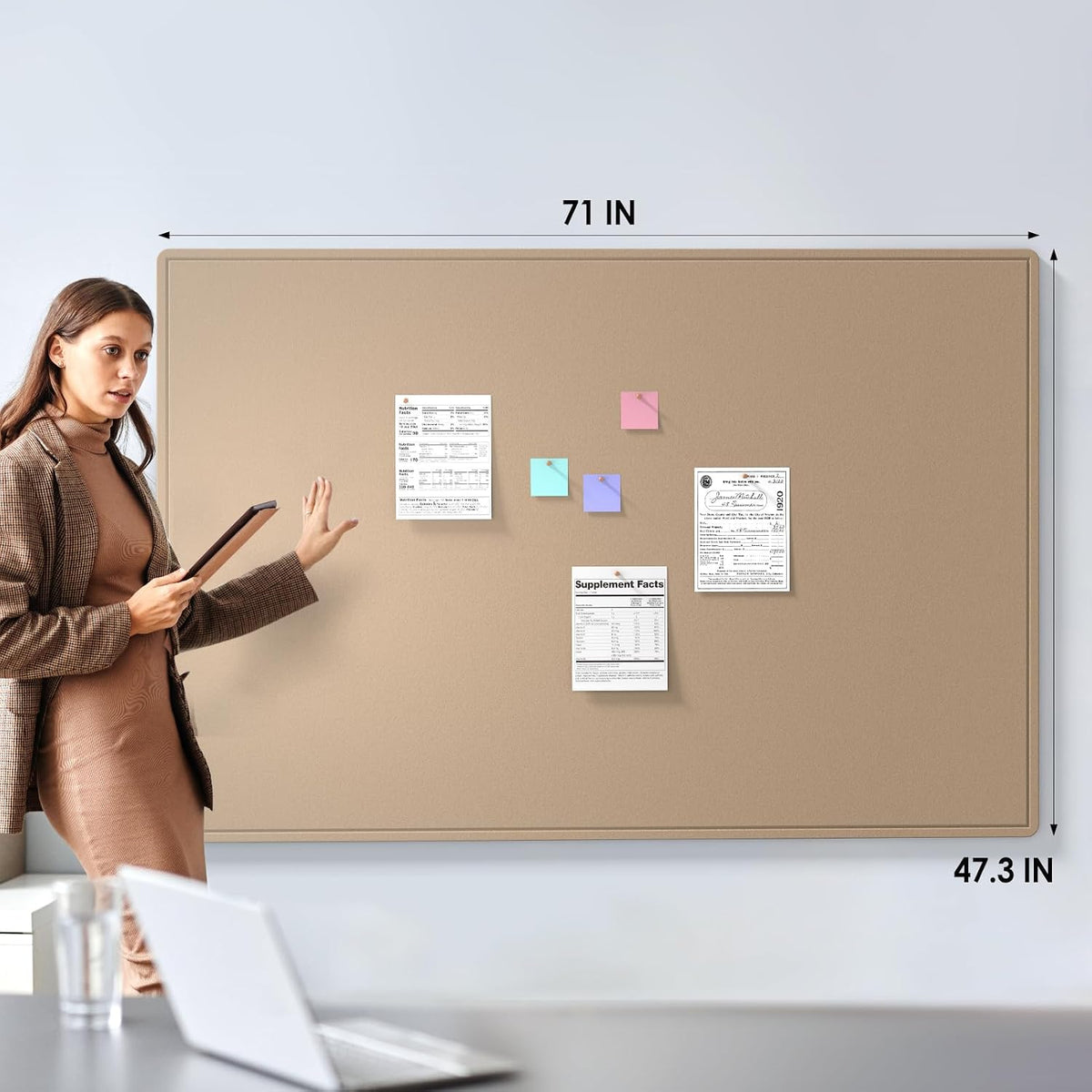 MaxGear Large Bulletin Board 72" x 48", Foldable Felt Board Beige B...