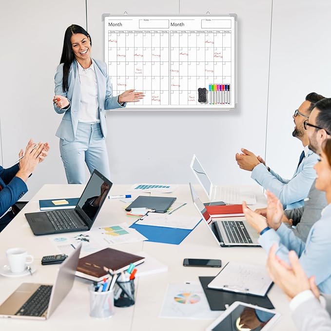 Lincia 36" x 12" Magnetic Horizontal 2 Month Dry Erase Calendar - Image 4