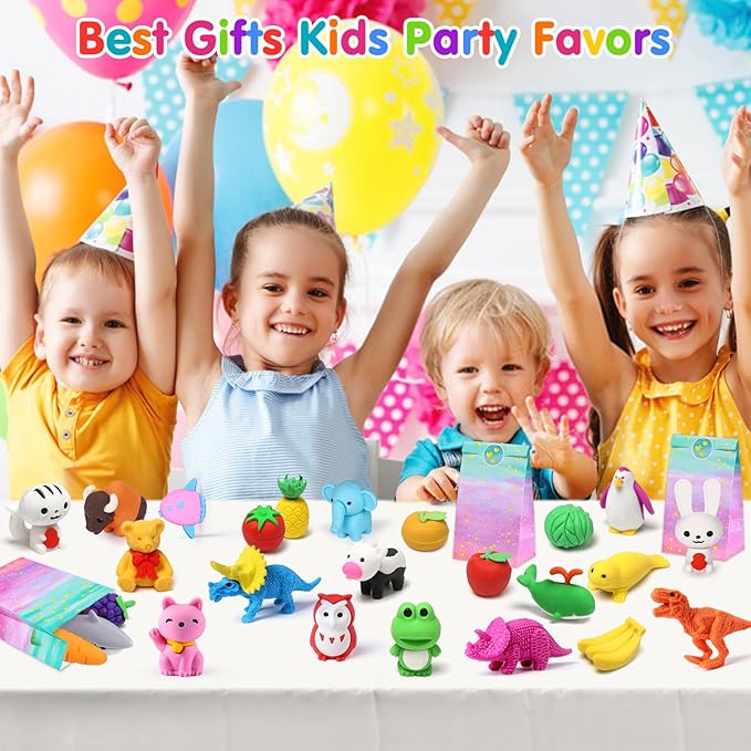 Palmatte 40PCS Mini Animal Erasers Kids Prizes Treasure Box Toys Classroom - Image 8