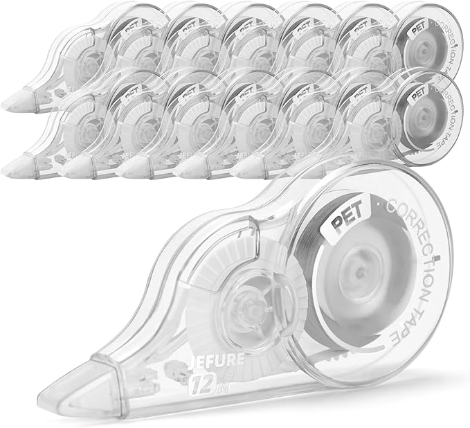 JEFURE 12 Pcs Correction Tape, 39.4 Ft White Wrong Out Tear-Resistant Bulk by JEFURE