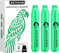 BIGTHUMB 3 Pcs Green Jumbo Permanent Markers: 15mm Wide Tip Thick Acrylic Paint by BIGTHUMB