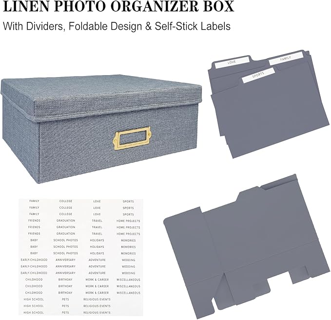Sprsthai Linen Photo Storage Box – Holds 1700 Photos, 24 Adjustable Dividers & - Image 6