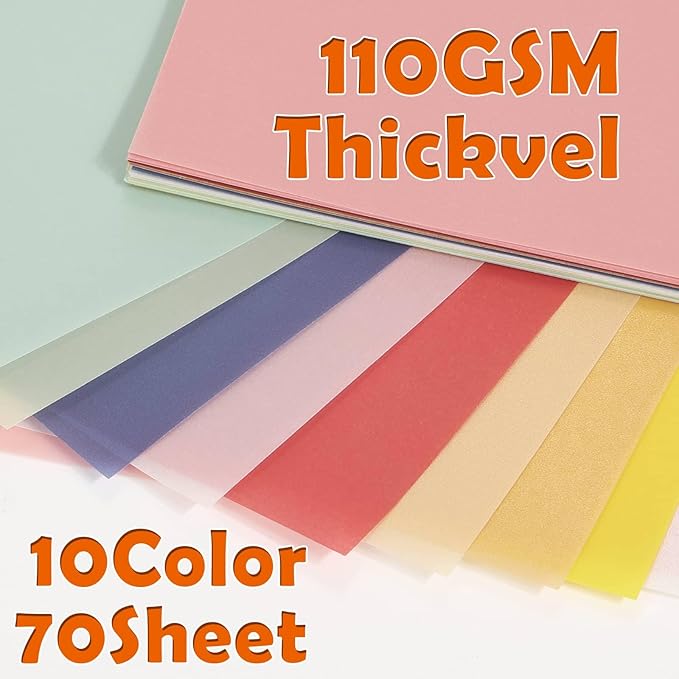 70 Pcs Colored Vellum Translucent Paper 8.5 x 11 inches Tracing Vellum Paper - Image 4