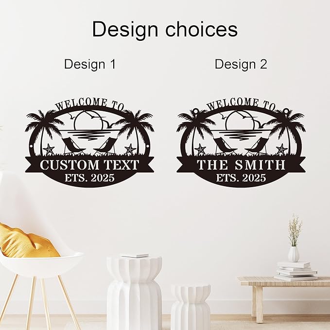 Custom Metal Coastal Beach House Welcome Sign, Personalized Patio and Pool Sign - Image 2