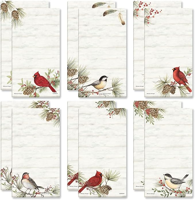 Current Cardinal Woodland Birds Magnetic Holiday Notepad Set – Set of 12 Memo by Current