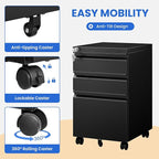 MIIIKO File Cabinet 3 Drawers on Wheels Under Desk, Un-Assembled Filing Cabinet - Image 6