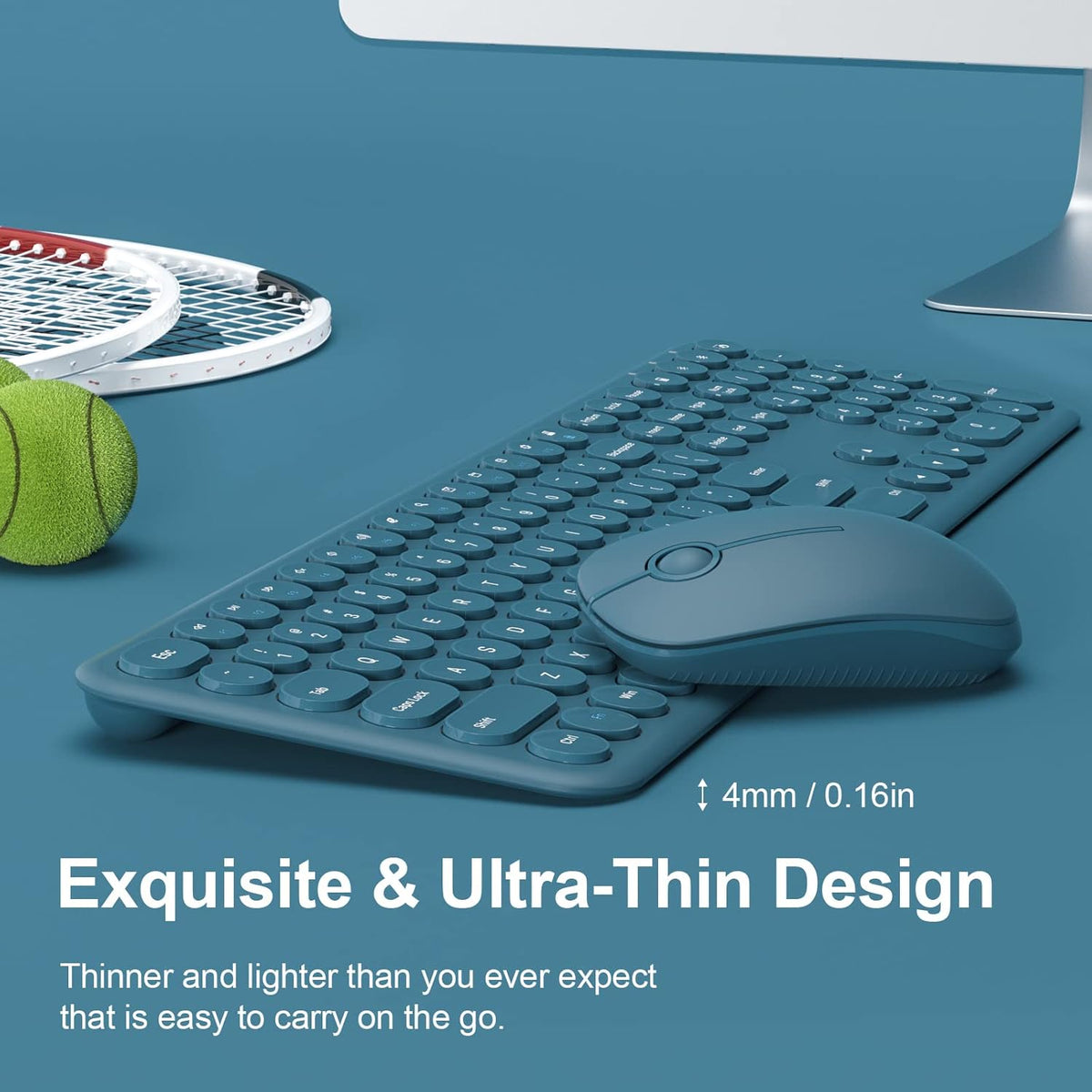 Wireless Keyboard and Mouse Combo, XTREMTEC 2.4GHz Full Size Ultra Slim Blue ...