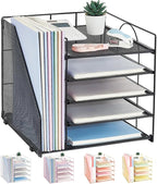 LEKETREE Desk Organizers and Accessories, 5-Tier Paper Letter Tray Organizer by RefinedOfficeEasyManagemen