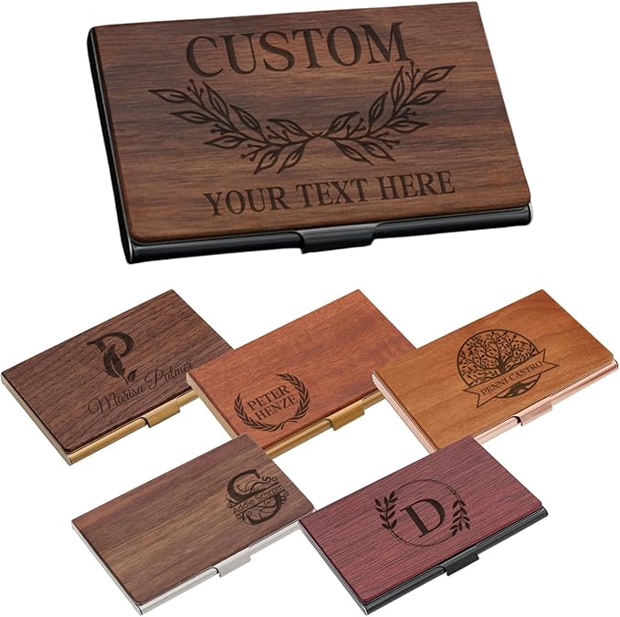 Taikuri Custom Business Card Holder Personalized Engraved Wooden Business Card by Taikuri