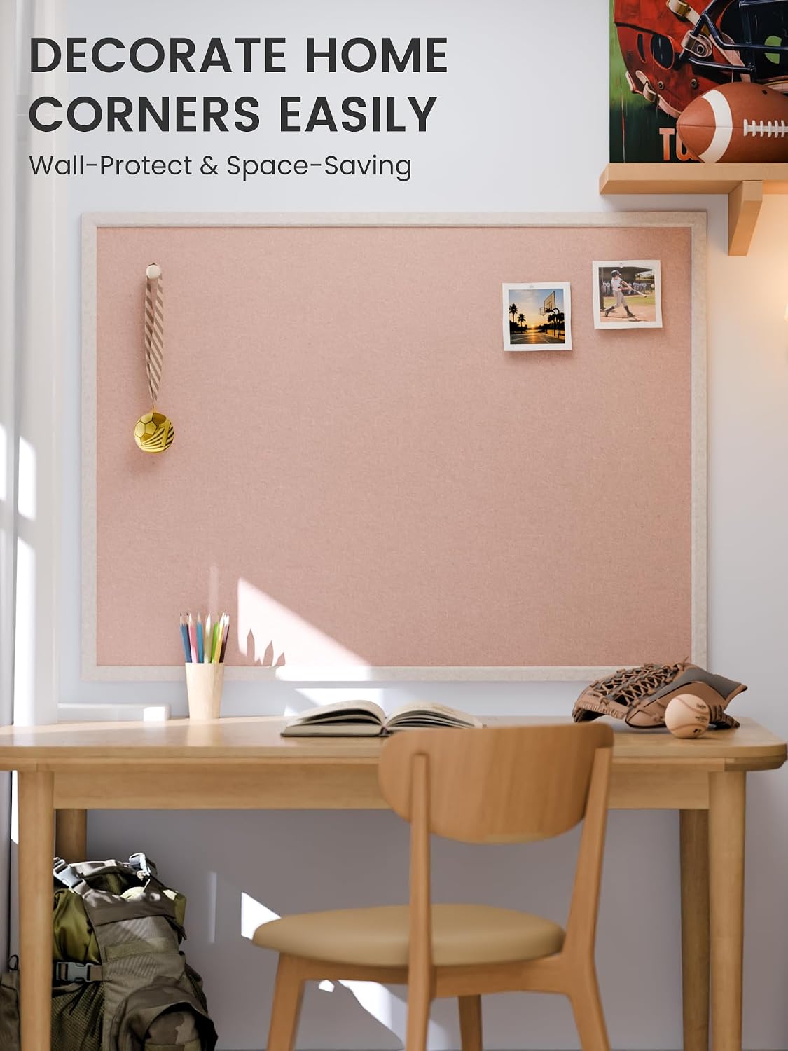 Fluxynara Framed Felt Bulletin Board, 47.2" x 35.4", Pink