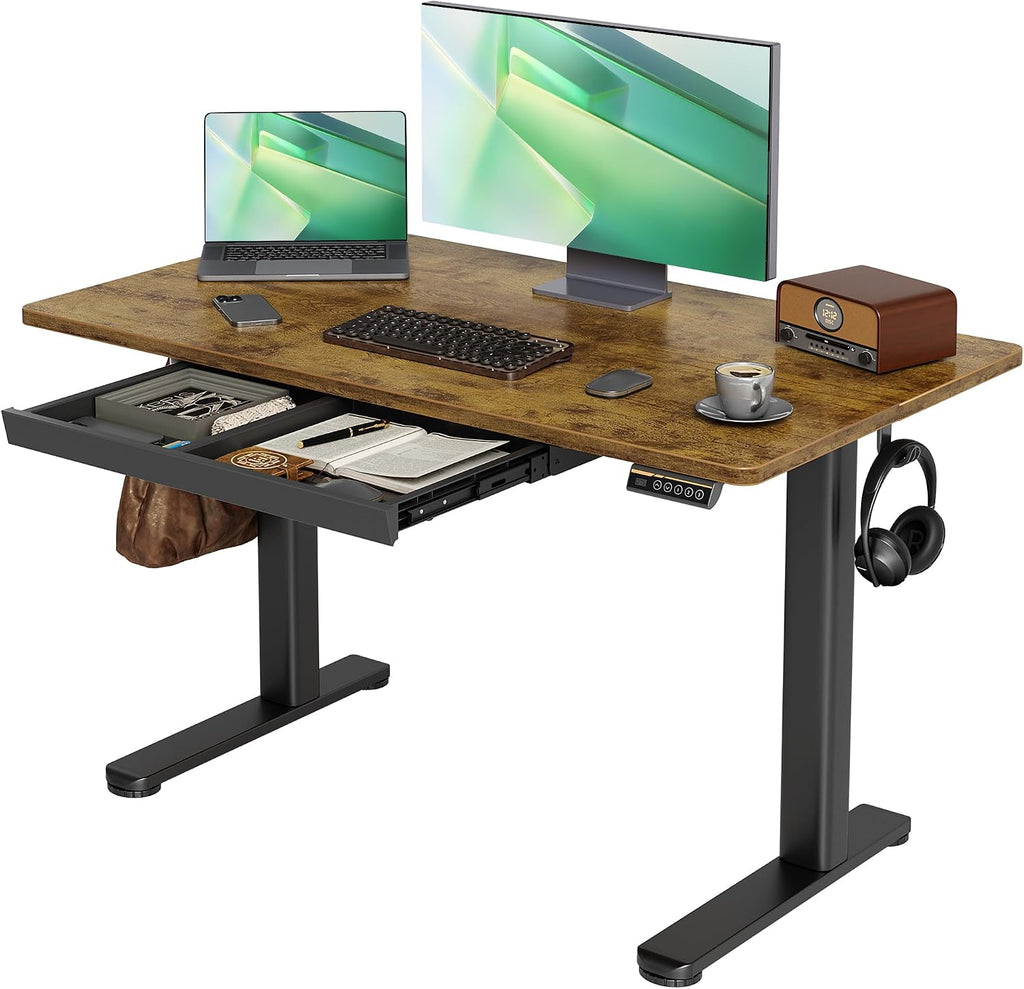 Claiks Standing Desk with Drawers, 48 x 24 Inches Electric Standing Desk