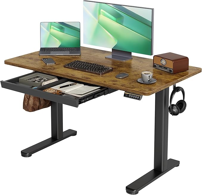Claiks Standing Desk with Drawers, 48 x 24 Inches Electric Standing Desk by CLAIKS