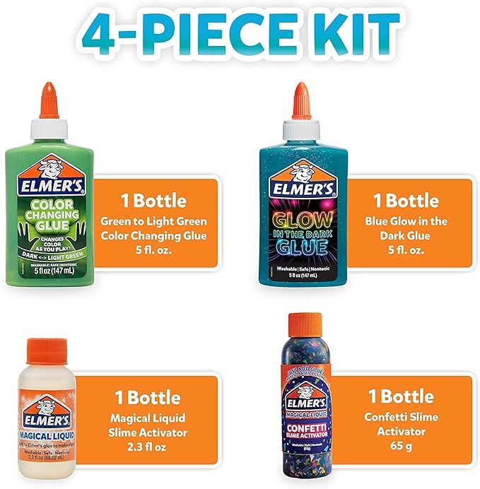 Elmer’s Glue Slime Kit Dinosaur Night Makes Color Changing and Glow in the Dark - Image 2