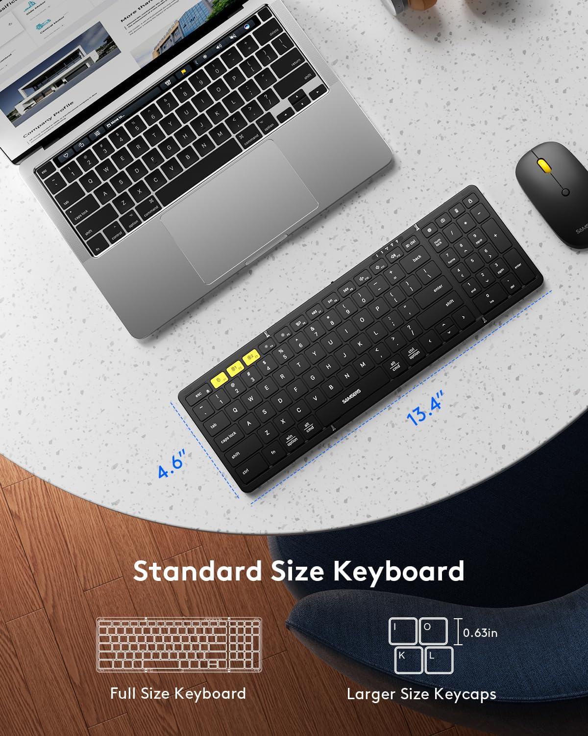 Foldable Keyboard and Mouse, Samsers Folding Bluetooth Keyboard Combo, 2.4G +...
