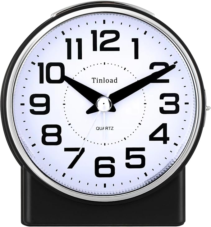Tinload 4.3" No Ticking Analog Alarm Clock, Silent Readable by Tinload