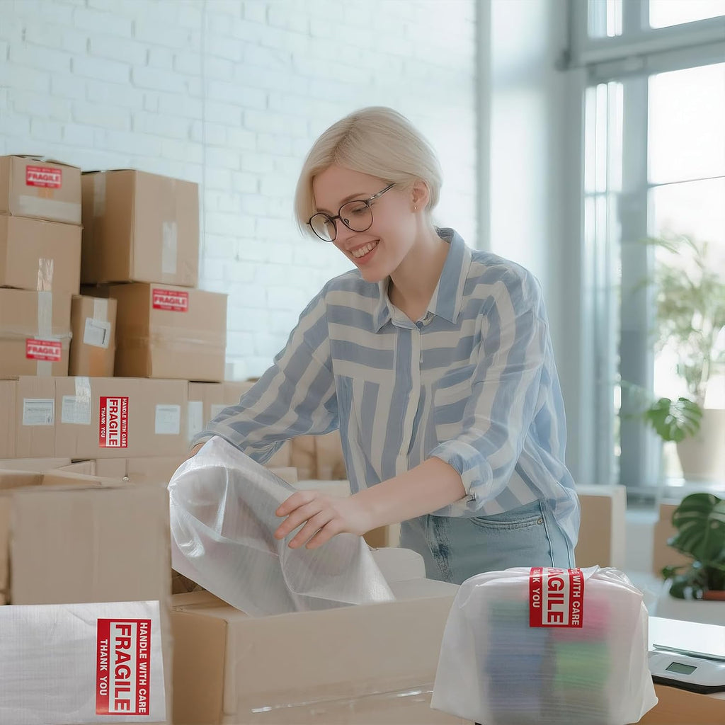 260 pcs Moving Packaging Supplies Set, 200 pcs Cushioning Foam Pouchs&Sheets, 4 Sizes (12"x12",12"x12" Sheets,12"x7.5",7.5"x7.5") With 60 Fragile Stickers,For Moving,Packaging,Storage