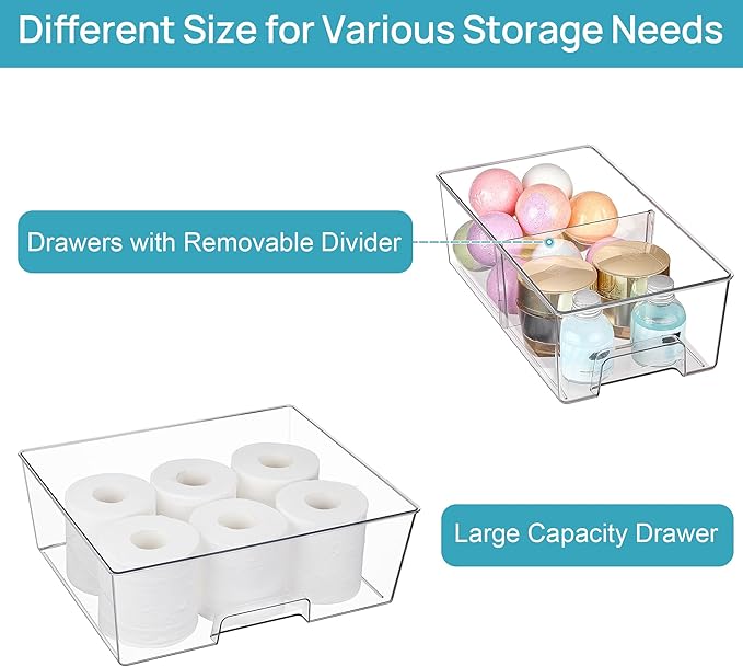 Vtopmart 3 Pack Stackable Storage Drawers, Easily Assemble Acrylic Bathroom - Image 7