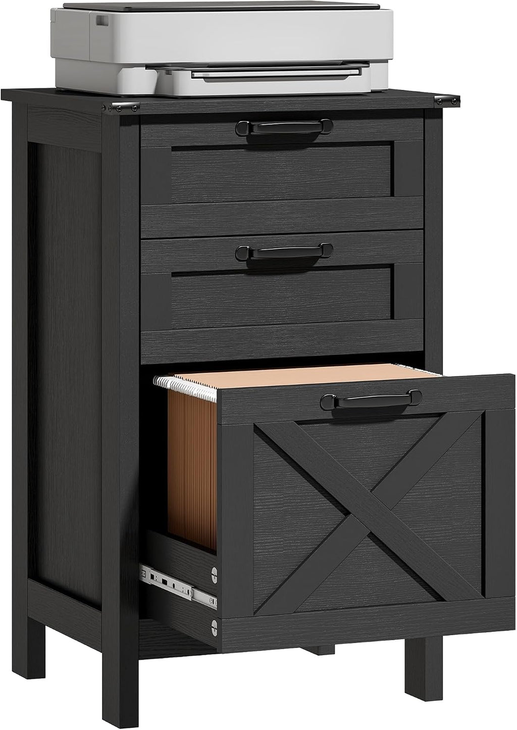 homcom 3 drawer file cabinet printer stand silent, main product view