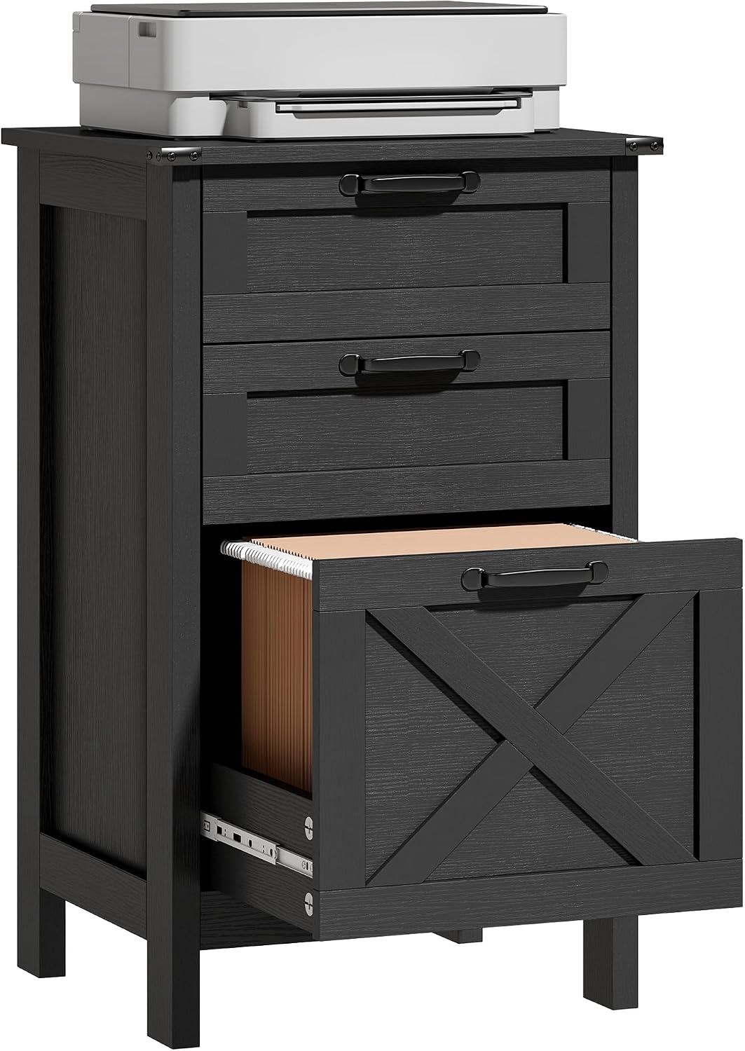homcom 3 drawer file cabinet printer stand silent, main product view