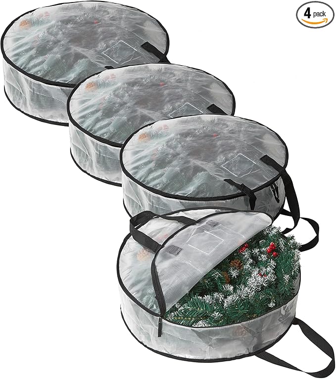 PWRSC 4 Pack Wreath Storage Bag, Christmas Decoration Garland Container by Unknown