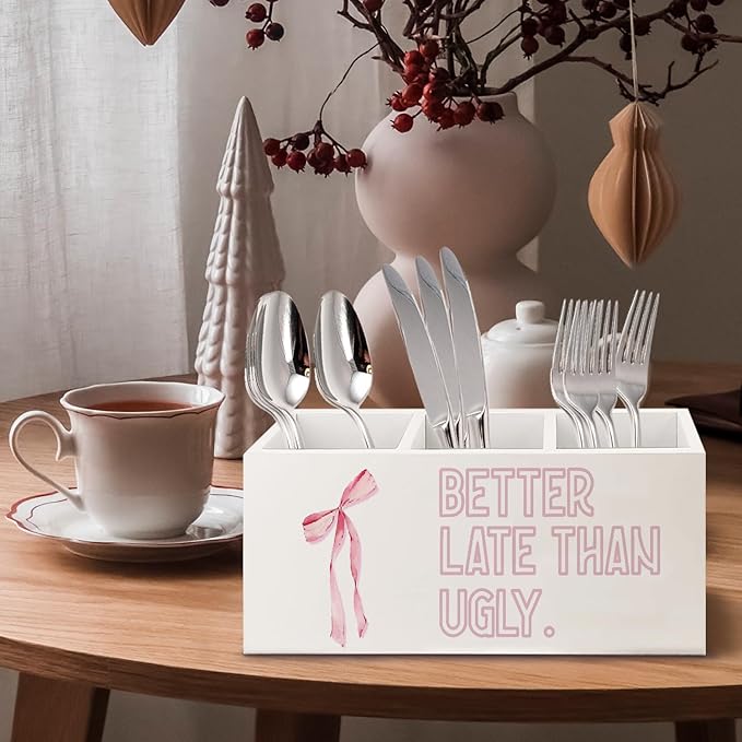 URLLUAE Better Late Than Ugly Funny Pink Makeup Brush Toothbrush Holder - Image 4