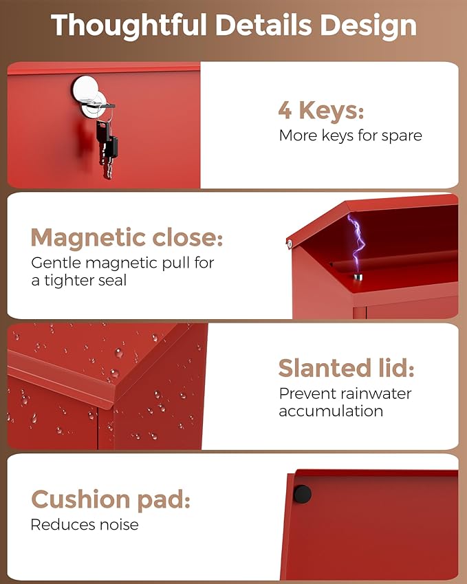 LAND·VOI Locking Wall-Mount Mailbox - Image 3