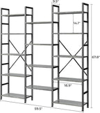 SUPERJARE Triple 5 Tier Bookshelf, Bookcase - Image 3