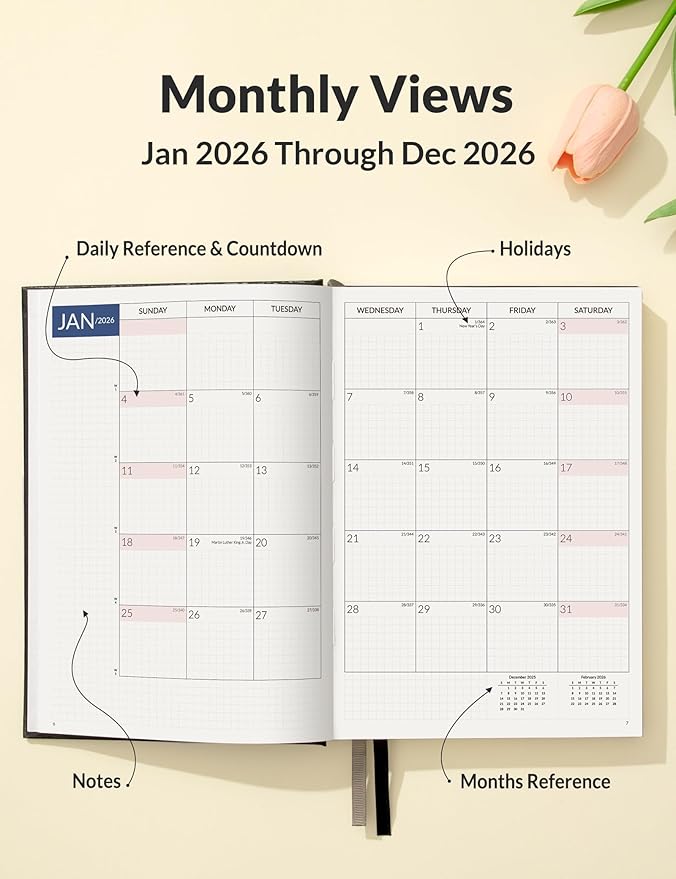 SUNEE 2026 Daily Planner A5 Hardcover – Hourly Schedule Organizer - Image 3
