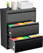 Greenvelly 3 Drawer File Cabinet, Metal Filing Cabinet