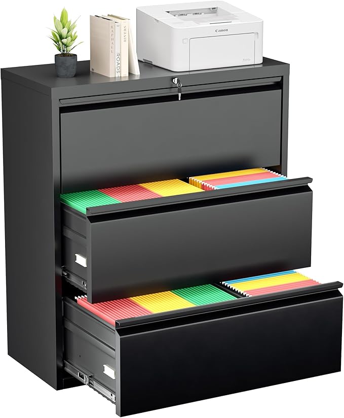 Greenvelly 3 Drawer File Cabinet, Metal Filing Cabinet by Greenvelly