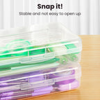 Sooez Plastic Pencil Case Box 6 Pack, Large Craft Storage Boxes Bulk | Plastic Containers with Snap-tight Lids, Art School Supply 0rganizer, Marker Bead Pen Bins Organizer, Stackable, Multicolor