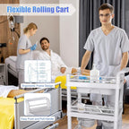 Mobile Medical Trolley Cart Portable 3-Tier Professional Cart 220 Lbs Load - Image 9